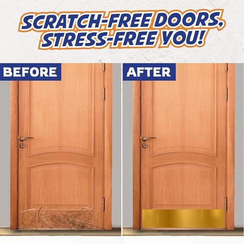 Panther Armor 8x30 in Gold Door Kick Plate, Dog Scratch Door Protector