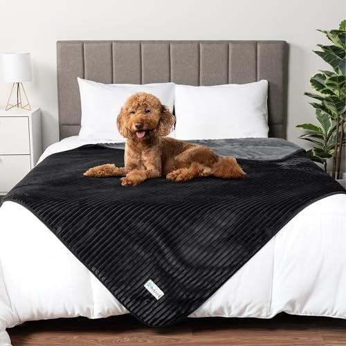 PetAmi Waterproof Dog Blanket for Couch Bed Pet Cover, 60x80 Black Grey