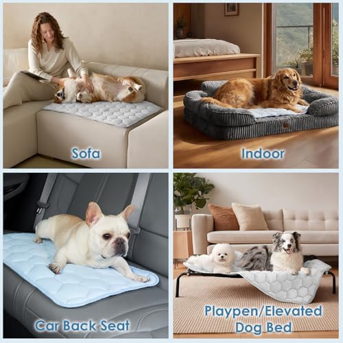EHEYCIGA Cooling Mat for Dogs, 30" x 20"(Q-Max>0.53), Washable Dog Cooling Mat, Portable Kennel Cooling Pet Pad for Summer, Non-Slip Summer Crate Pad for Large Dog, Blue