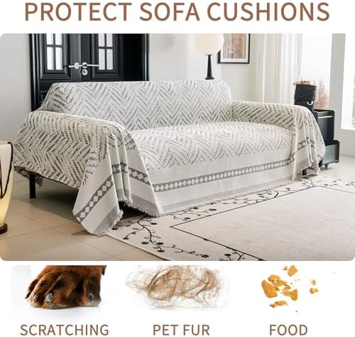 HAOMAIJIA Non Slip Couch Cover Sofa Covers for 3 Cushion Couch Washable sectional Couch Covers for Dogs pet Furniture Protector Couch Cover Blanket for Living Room (MR-Grey, 71"x118")
