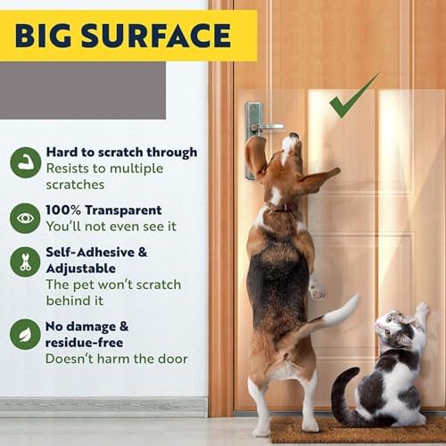 Door Protector from Dog Scratching - Cat Scratch Door Frame Single Side Adhesive Protector Anti Dog Scratch Door Guard for Dogs Clear - 118" x 8.2" (118" x 8.2")