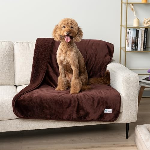 PetAmi Waterproof Dog Blanket Puppy Cat Large Couch Cover, 60x80 Brown