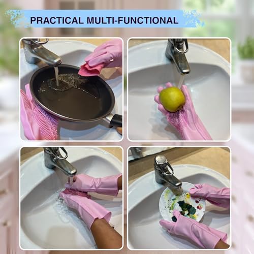 Grooming Gloves for Cats & Dogs - Pet Hair Removal Glove, Silicone Brush for Dog or Cat Washing, Puppy Bath Supplies for Shedding Cleaning Bathing & Massage, Fur Remover Mitt, Shower Shampoo Scrub