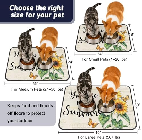 Sunflower Butterfly Washable Pee Pads for Dogs, You are My Sun Shine Reusable Puppy Pads Vintage Farmhouse Absorbent Dog Pee Pads for Crate Pet Training Whelping Playpen Mats 40"x30"