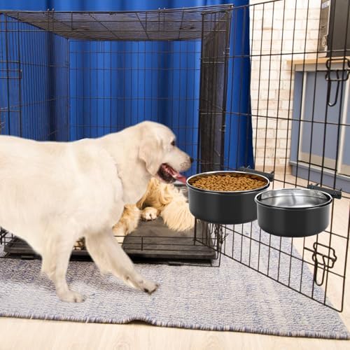 2 Pcs Stainless Steel Large Dog Crate Food Water Bowl, 56 & 41 OZ