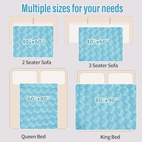 Ahinahwap Water Resistant Blanket for Bed Couch Sofa, Cat/Dog Blanket Waterproof Washable, Small Cozy Reversible Furniture Protector, Leakproof Throw (40"x60", Sky Blue/Pale Blue)