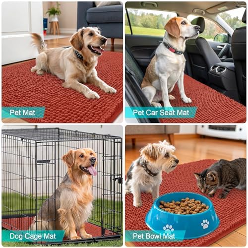 OLANLY Dog Door Mat for Muddy Paws 40x24, Super Absorbent Chenille Mud Mat