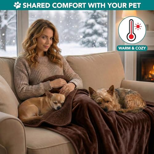 PetAmi Waterproof Dog Blanket Puppy Cat Large Couch Cover, 40x60 Brown