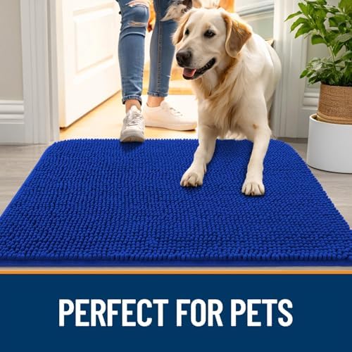 OLANLY Dog Door Mat for Muddy Paws 59x35, Super Absorbent Chenille Mud Mat