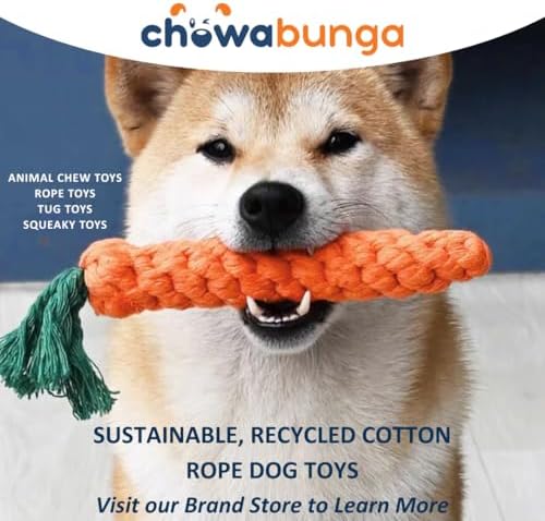 Tug of War Dog Toy 12 Inch Eco Cotton Interactive Dog Rope Toy with Grip Handle & Rope Tug Ball with Natural, Non-Toxic Dyes Tug Toy for Medium & Small Dogs (Rainbow)