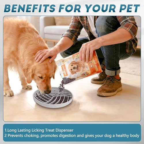 Silicone Slow Feeder Bowls for Dogs and Cats - Wet Food, Suction Cups, Interactive, Reduces Boredom, Anxiety, Anti-Choking, Non-Slip Design (Gray)