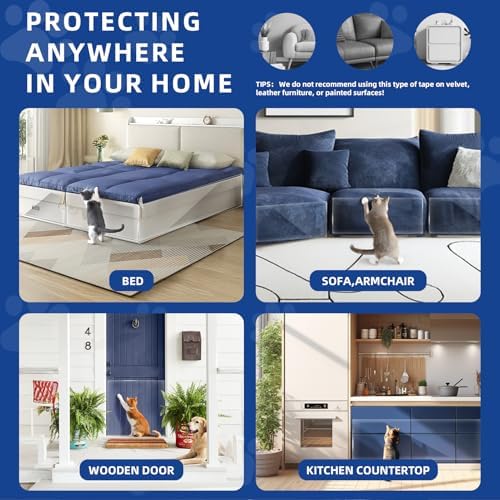 TOOSOFt Anti Cat Scratch Furniture Protector Clear Thicken Vinyl 160"x12.4"