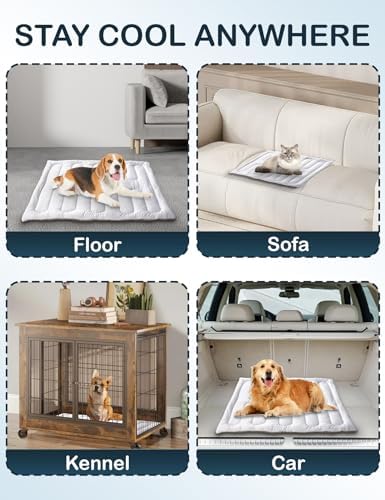 Dog Cooling Mat, Reversible Self-Cooling Mat for pet, Cool Fabric Top & Velvet Back, Portable Ice Cool Fabric Dog Bed, Easy Washable Summer Pets Cool Pad for Indoor Outdoor (M(35.8″*22.8″))