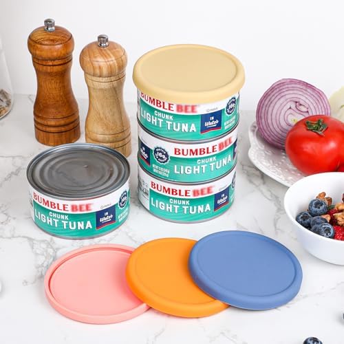 4 Inch Silicone Tuna Can Lids for Bumble Bee, 4 Pack Reusable Can Cover Topper for Chicken of the Sea, Silicone Can Lids for DINTY MOORE Stew Can 15oz or DON FRANCISCO'S coffee Can 12oz