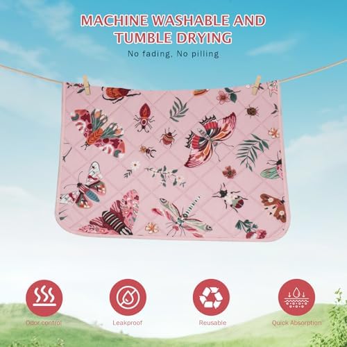 IEUUMLER Washable Pee Pads for Dogs, 2 Pack Insect Pattern Reusable Waterproof Puppy Potty Pads, Non-Slip Absorbent Pet Training Pads for Playpen Crate Bed EU014