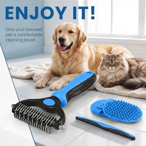 Blue Pet Grooming Rake Metal Comb Grooming Brush for Dogs and Cats