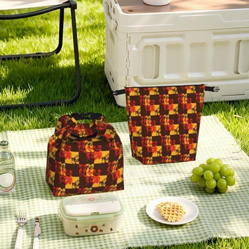 Insulated Roll Top Travel Bag Houndstooth Plaid Print