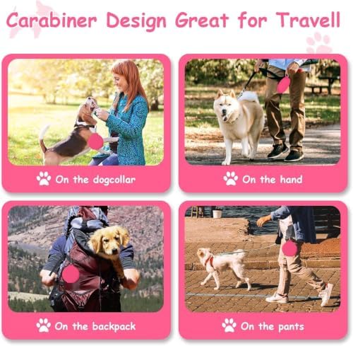 Collapsible Dog Water Bowl 2 in 1 Foldable Pet Food and Water Bowl Portable Cats Dishes with Carabiner Clip for Traveling Hiking Camping Walking (Pink)