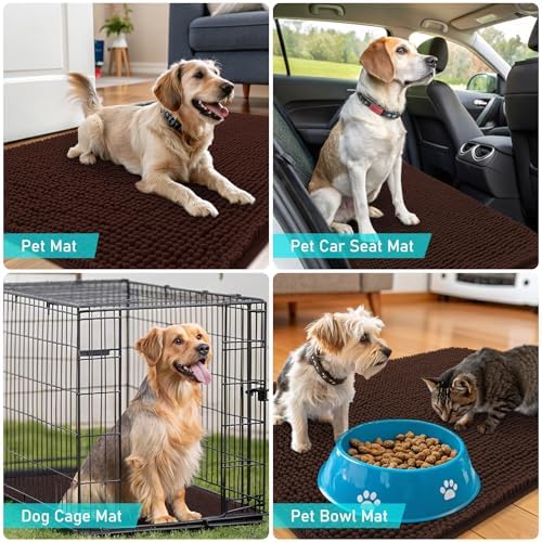OLANLY Dog Door Mat for Muddy Paws 70x35, Super Absorbent Chenille Mud Mat