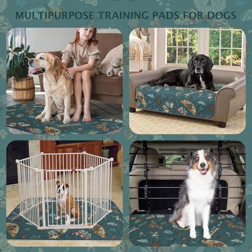 IEUUMLER Washable Pee Pads for Dogs, 2 Pack Insect Pattern Reusable Waterproof Puppy Potty Pads, Non-Slip Absorbent Pet Training Pads for Playpen Crate Bed EU014