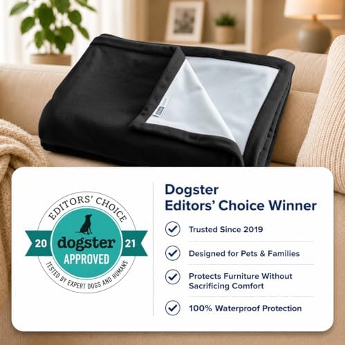 Waterproof Blanket | Machine Washable Dog Bed Cover | Water Proof Blanket to Protect Your Bed Couch Car from Leaks Spills & Accidents | for Adults Dogs & Pets | Oversized Queen Fit - 65x80in (Black)