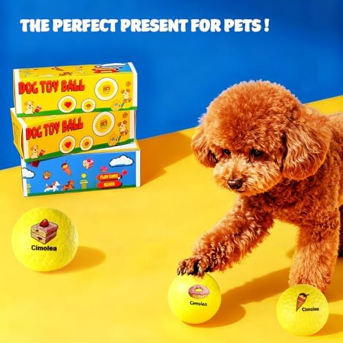 Dog Balls Tennis Balls for Dogs, Interactive Dog Toys for Aggressive Chewers, Dog Toy to Keep Them Busy, Puppy Chew Toys for Teething, Durable Dog Ball for Medium Small (Dessert-2.6")