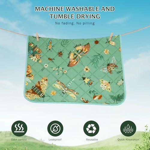 IEUUMLER Washable Pee Pads for Dogs, 2 Pack Insect Pattern Reusable Waterproof Puppy Potty Pads, Non-Slip Absorbent Pet Training Pads for Playpen Crate Bed EU014