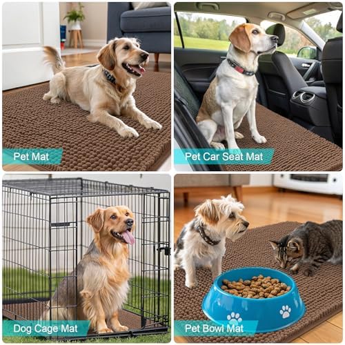 OLANLY Dog Door Mat for Muddy Paws 70x32, Super Absorbent Chenille Mud Mat
