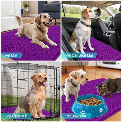 OLANLY Dog Door Mat for Muddy Paws 54x24, Super Absorbent Chenille Mud Mat