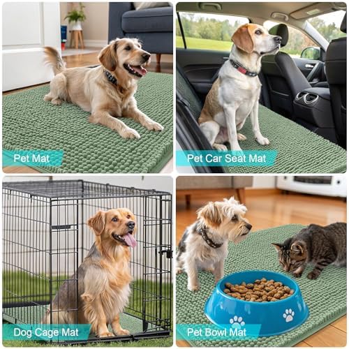 OLANLY Dog Door Mat for Muddy Paws 70x35, Super Absorbent Chenille Mud Mat