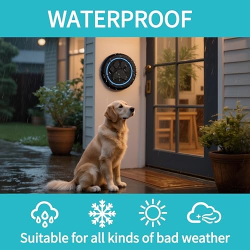 Wireless Dog Doorbell for Potty Training to Go Outside, Waterproof Pet Bell with 2 Touch Buttons and 1 Receiver, 1000 Feet Range, 60 Melodies & Adjustable Volume, White