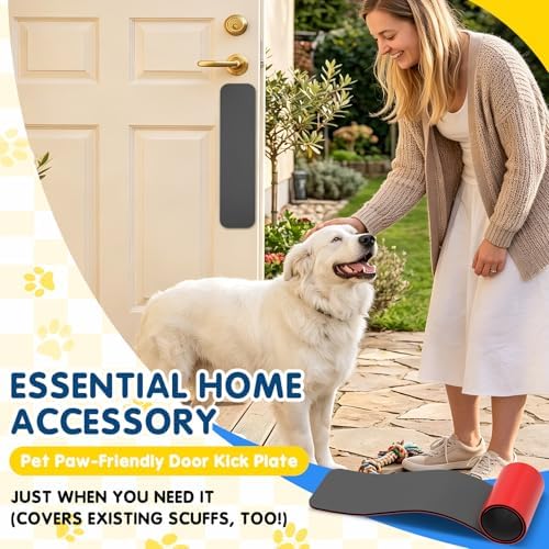 Silicone Door Kick Plate Dog Scratch Protector Black 4x14"