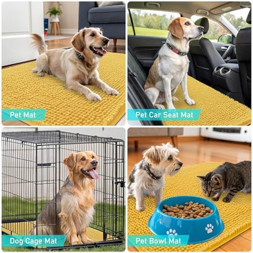OLANLY Dog Door Mat for Muddy Paws 59x20, Super Absorbent Chenille Mud Mat