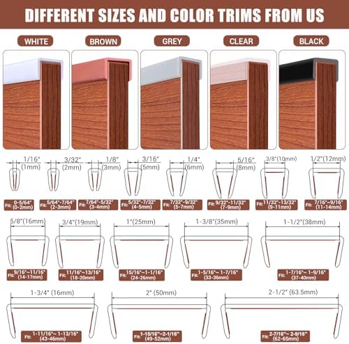 Rubber Edge Trim, Flexible Edge Banding, 1/2"(12.7mm) U Channel Furniture Edge Protector, Self Adhesive Edge Guards for Plywood, Wood, Glass Parts, 20Ft, Brown Color