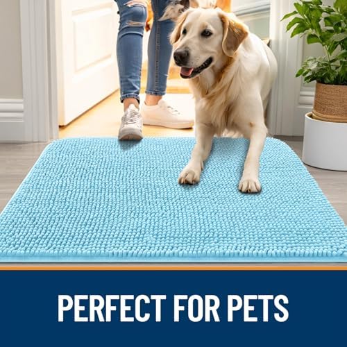 OLANLY Dog Door Mat for Muddy Paws 59x24, Super Absorbent Chenille Mud Mat