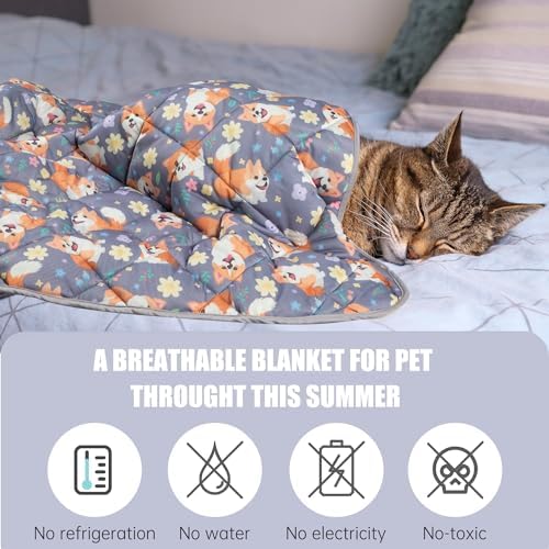 Leekalos Pet Cooling Mat: Dog & Cat Summer Blanket - Portable & Reusable, Keeps Pets Cool Indoors & Outdoors