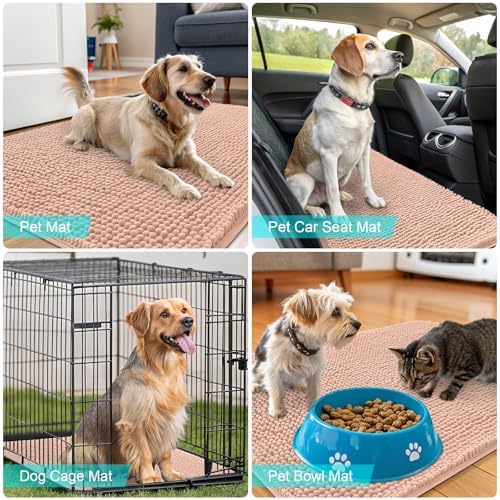 OLANLY Dog Door Mat for Muddy Paws 59x20, Super Absorbent Chenille Mud Mat