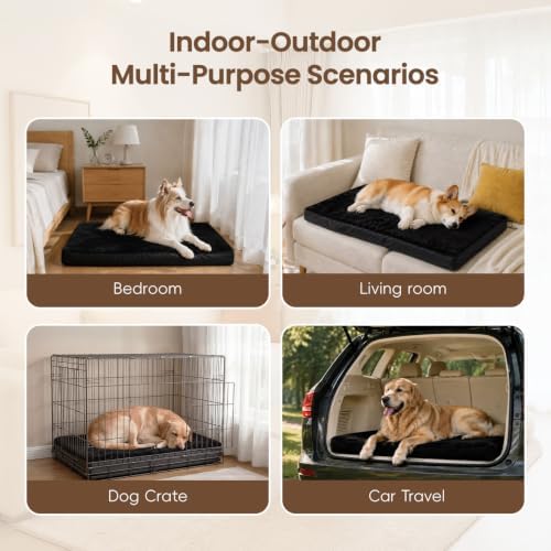 NUPIDA Waterproof Dog Bed for XXL Crate with Washable Cover, 47x29, Black
