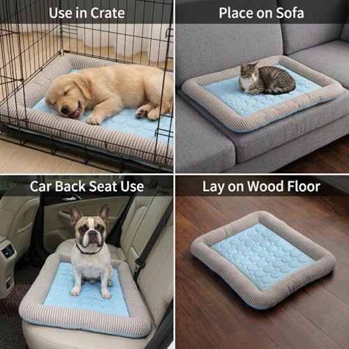 Dog Cooling Mat for Summer, Self Cooling Ice Silk Pet Bed Mat for Crate, Sofa & Car Seats, Breathable Washable Pressure Activated Cool Pad for Small, Medium, Large Dogs and Cats (Pink Mat, X-Large)