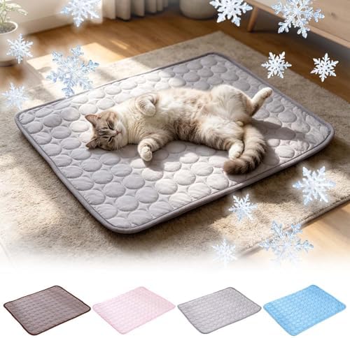 Dog Cooling Mat 2.0, Washable and Portable Pad Self Folding Pad for Dog & Cat, Indoor & Outdoor Summer Cooling Mat for All Pets, Keep Dogs and Cats Cool and Comfortable (Grey, Large)