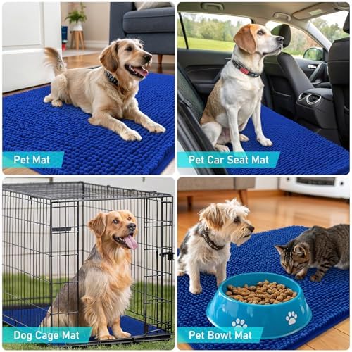 OLANLY Dog Door Mat for Muddy Paws 44x24, Super Absorbent Chenille Mud Mat