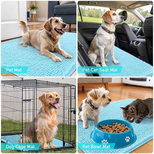 OLANLY Dog Door Mat for Muddy Paws 50x30, Super Absorbent Chenille Mud Mat