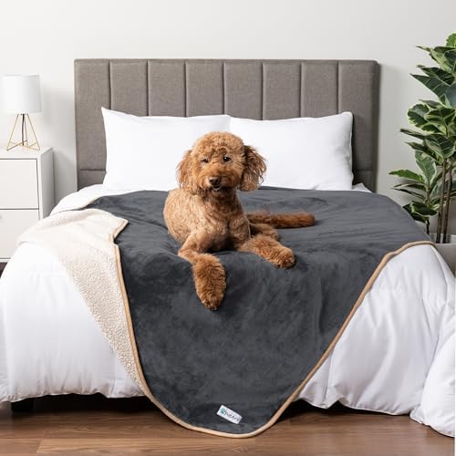 PetAmi Waterproof Dog Blanket Puppy Cat Large Couch Cover, 40x60 Grey/Beige