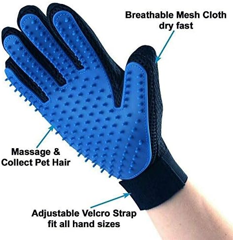 Magik 1-2 Pair Pet Dog Cat De-Shedding Brush Grooming Glove Massage Hair Fur Removal Detangle (1 Pair, Green)