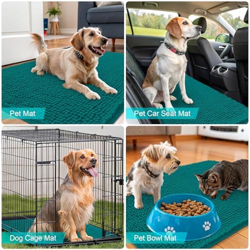 OLANLY Dog Door Mat for Muddy Paws 44x24, Super Absorbent Chenille Mud Mat