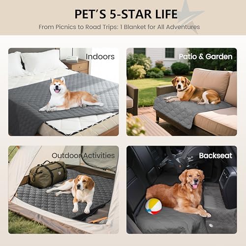 gogobunny 3X Stronger Waterproof Pet Blanket, Scratch Proof Furniture Protector for Dogs Cats, Reversible Cover 82x120 Inch, Dark Grey