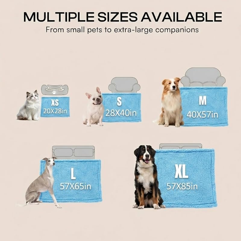 Waterproof Pet Blanket for Dogs Jacquard Fleece Blankets for Bed Cover Reversible Blue Fluffy Puppy Blankets Leakproof Sofa Couch Washable Cover Cat Doggie Blanket for Warm-Lake Blue,L