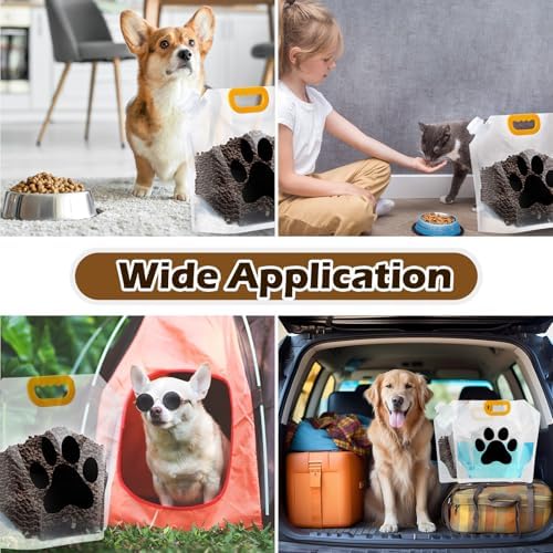 Beeveer 10 Lbs Dog Food Storage Containers 4 Pcs Dog Food Travel Bags and 4 Pcs Silicone Funnel, Pet Portable Containers with Pour Spout to Keep Fresh for Cereal, Dogs, Cats, Bird Seed