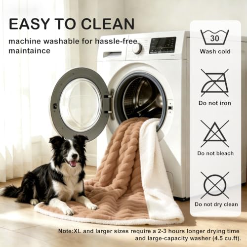 PERFEMET Waterproof Dog Blanket for Bed, Leakproof Large Dog Throw Blankets for Furniture Protection, Super Soft Washable Calming Pet Blanket for Dogs Cats Indoor Outdoor, 60"x80", Khaki