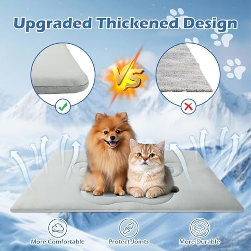 EXPAWLORER Reversible Dog Cooling Mat Large (Cool & Warm) 48”x28” Pet Cooling Mat in Summer & Plush Warm Blanket in Winter,Foldable Thick Bed Pad for Kennel Sofa Floor Crate Car Seat